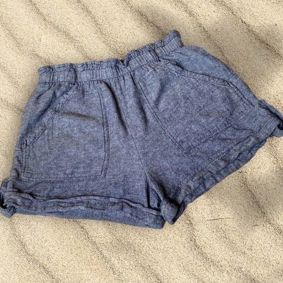 🦄 Time and Tru Heather Blue Paper Bag Shorts Small - Picture 1 of 10